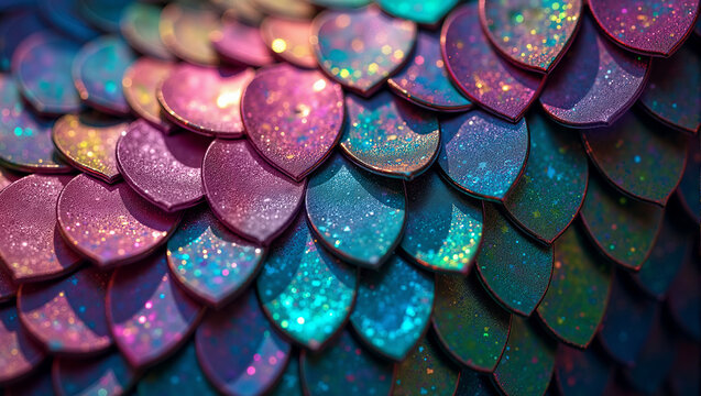 Mermaid or dragon holographic skin with scales. Fantasy background