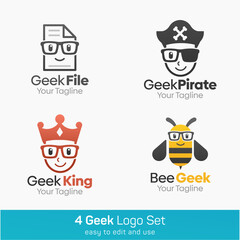 Geek Shape Logo Template Set. Good for Business, Agency, Community and Organization