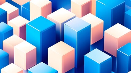 Abstract geometric pattern with blue and white cubes.