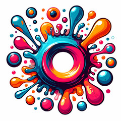 Obraz premium A colorful splash of paint with a large circle in the middle