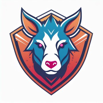 recommend clip art: Chien avec un bleu, logo ou blason club de sport en dessin ia