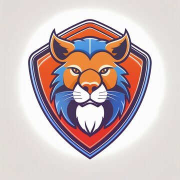 logo ou blason avec une t&ecirc;te d'animal en ia, chat ou tigre