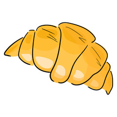 Vector hand drawn croissant, icons. Bakery croissant. Vector isolated on white background for design menu,bistro, restaurant, label and packaging. Trendy illustration. Cartoon style.