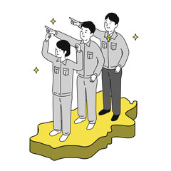 奈良県で働くイメージイラスト、笑顔の作業服の男女