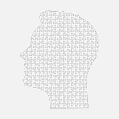 Male head made from puzzle pieces, mind jigsaw