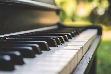 Close Up of Piano Keys Outdoors Music Instrument Black and White Nature Keys