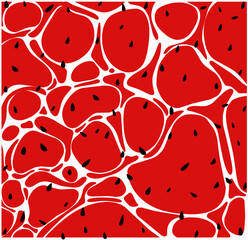 Abstract red watermelon and white liquid background texture