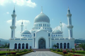 Fototapeta premium Beautiful mosque as a place of worship for Muslims created with Generative AI