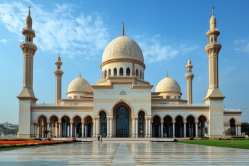Obraz premium Beautiful mosque as a place of worship for Muslims created with Generative AI