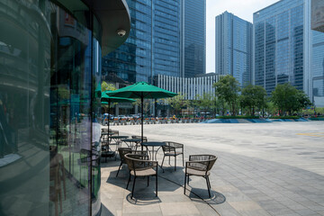 Outdoor cafes on commercial streets