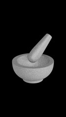 granite mortar on black vertical 4k background