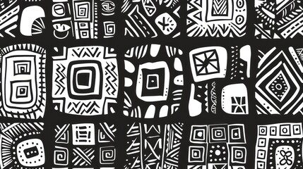 abstract black and white creative ethnic batik seamless pattern