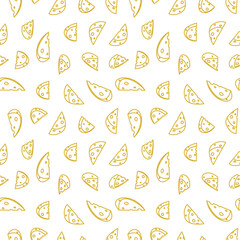 Cheese pattern background. Seamless pattern of cheese doodle illustration background. Cheese doodle pattern background. Seamless Pattern of a Cheese. 