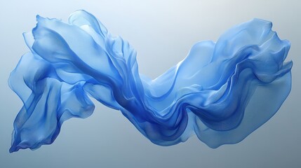 Fototapeta premium Abstract Blue Fabric Flowing in Air Light and Elegant Background