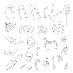 Big Halloween Set. Festive handmade items from plasticine.