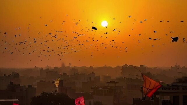 Colorful kites soaring high above sky on holiday composition