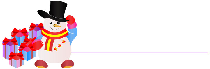 Christmas decoration snowman line art style vector illustration