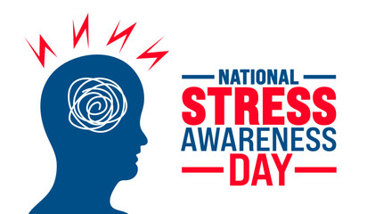 National Stress Awareness Day background or banner design template is observed every year in November. Holiday concept. Template for card, poster, placard, template.