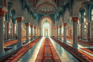 Obraz premium Beautiful mosque as a place of worship for Muslims created with Generative AI