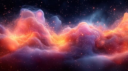 Obraz premium A vibrant cosmic scene with colorful clouds and stars, evoking a sense of wonder.