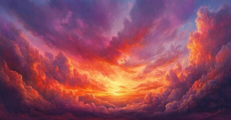 Obraz premium Breathtaking Sunset Sky. AI generated illustration.