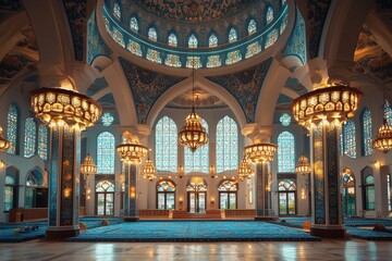 Obraz premium Beautiful mosque as a place of worship for Muslims created with Generative AI