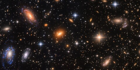 A Stunning View of the Cosmos Featuring Bright Stars and Distant Galaxies, Showcasing the Vastness of the Universe with Breathtaking Cosmic Details, Including Nebulas, Star Clusters