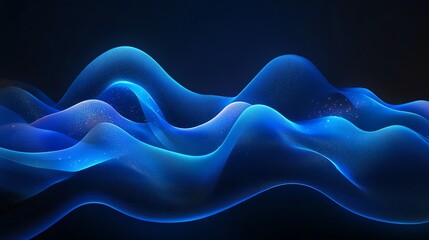 Obraz premium Abstract blue wave patterns on a dark background, perfect for digital design.
