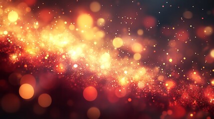 Fototapeta premium Abstract glitter bokeh light background in warm colors.