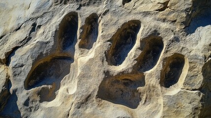 Ancient dinosaur footprints preserved in stone, a window into the past.