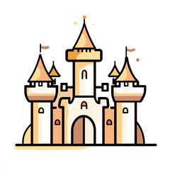 Obraz premium A simple icon of an ancient castle, line art style on a white background, 