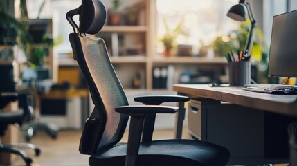 A comfortable and adjustable office chair, highlighting ergonomic considerations in workplace design