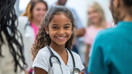 A community health fair offering free check-ups and wellness advice, promoting access to healthcare for all