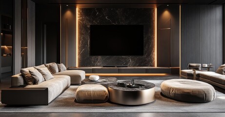 Elegant Modern Living Room. AI generated illustration.