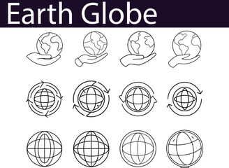 Earth Globe Icons: Hand, Rotation, Global