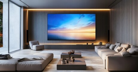 Elegant Modern Living Room. AI generated illustration.