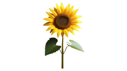 3D Sunflower front view isolated on transparent background