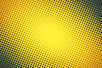 Black Halftone on Yellow Background in Comic Style - Vibrant Gradient Design for Modern Graphics
