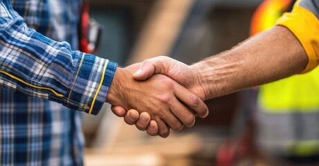 Home Renovation Agreement Handshake. AI generated illustration.