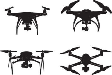 Set FPV Drone. Hand drawn vector illustration