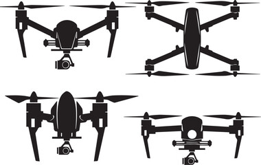 Set FPV Drone. Hand drawn vector illustration