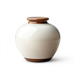 Modern design decorative ceramic jar, isolated on pure white background.
