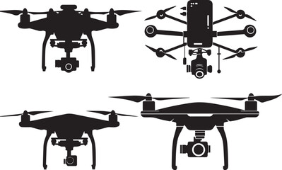Set FPV Drone. Hand drawn vector illustration