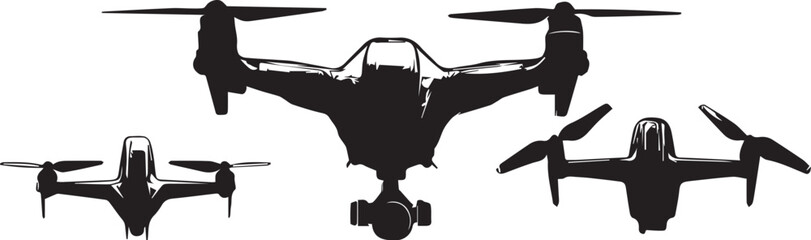 Set FPV Drone. Hand drawn vector illustration