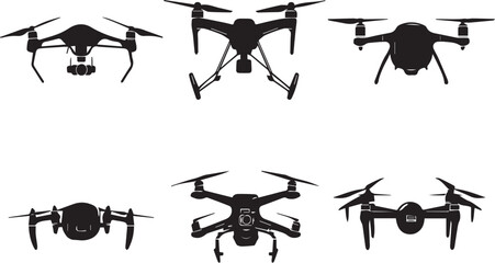 Set FPV Drone. Hand drawn vector illustration