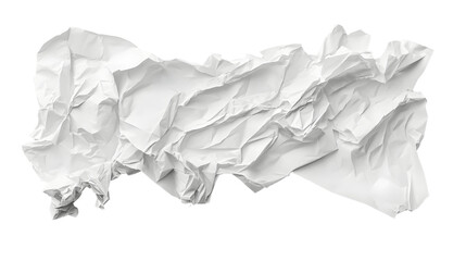 White crumpled paper isolated on transparent background