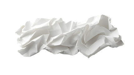 White crumpled paper isolated on transparent background