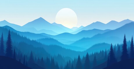 Obraz premium Minimalistic Mountain Landscape. AI generated illustration.
