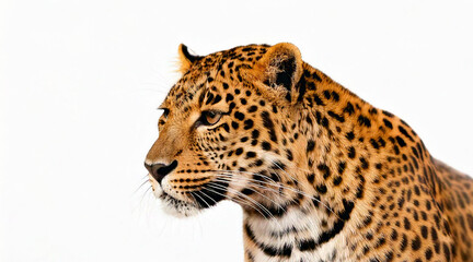 Obraz premium Leopard isolated on white background studio shot 