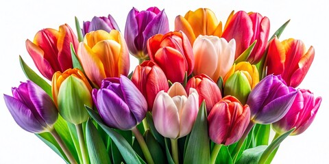 Obraz premium Bright Colorful Watercolor Tulip Flowers for Spring Decor and Design